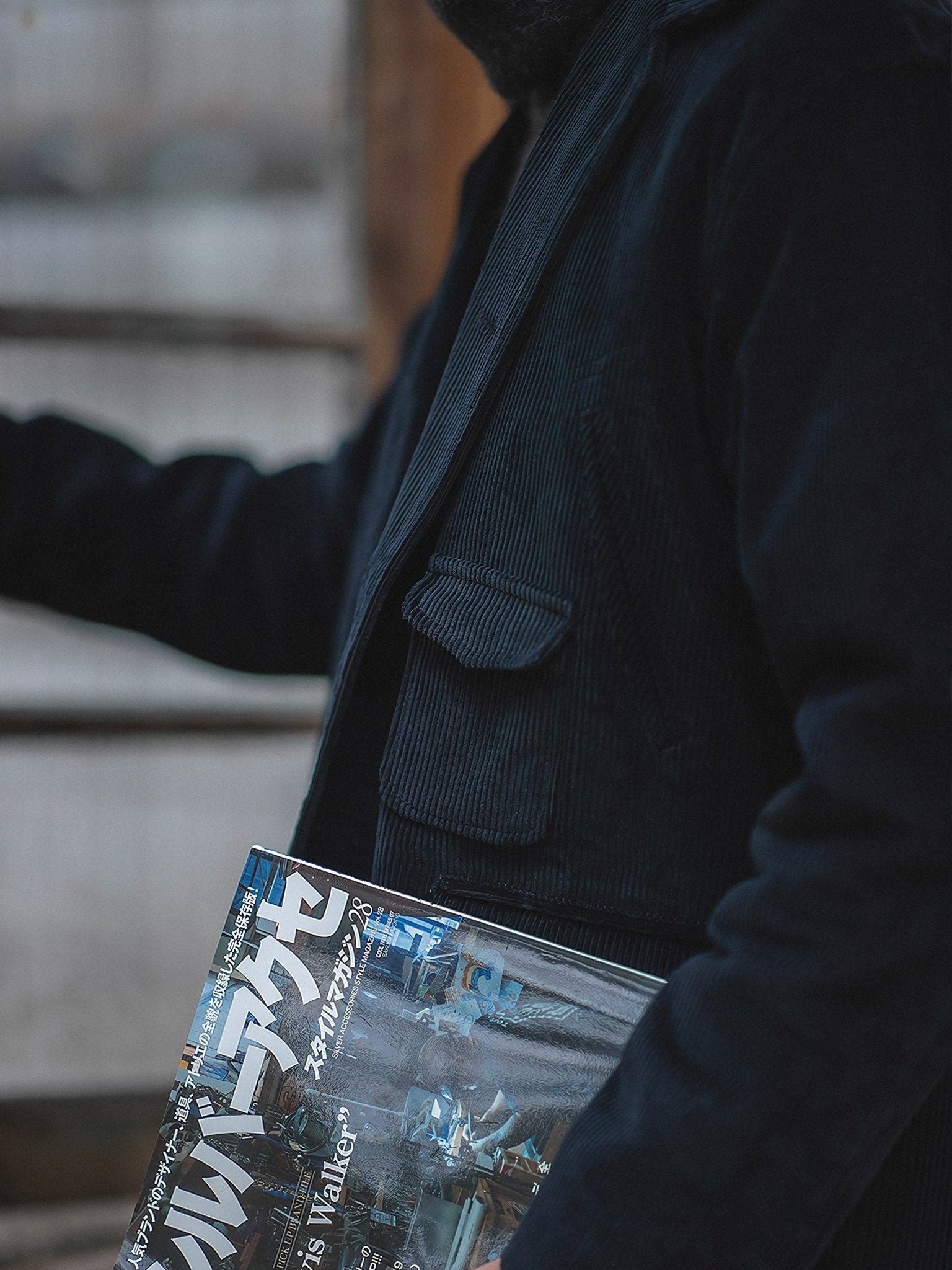 ネイビーハルバートコーデュロイコート