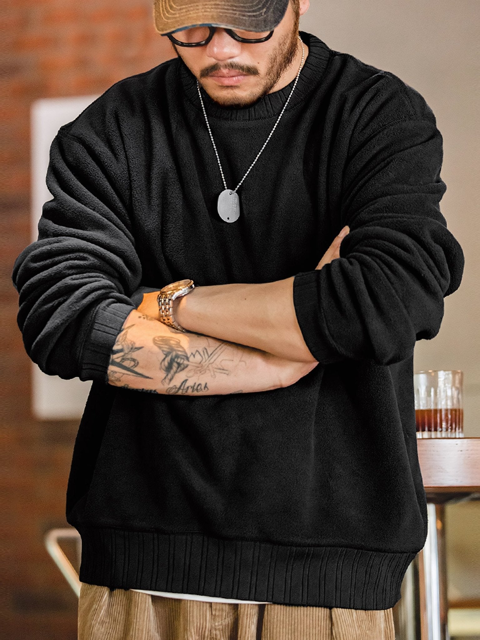 レン クルーネック フリーススウェット