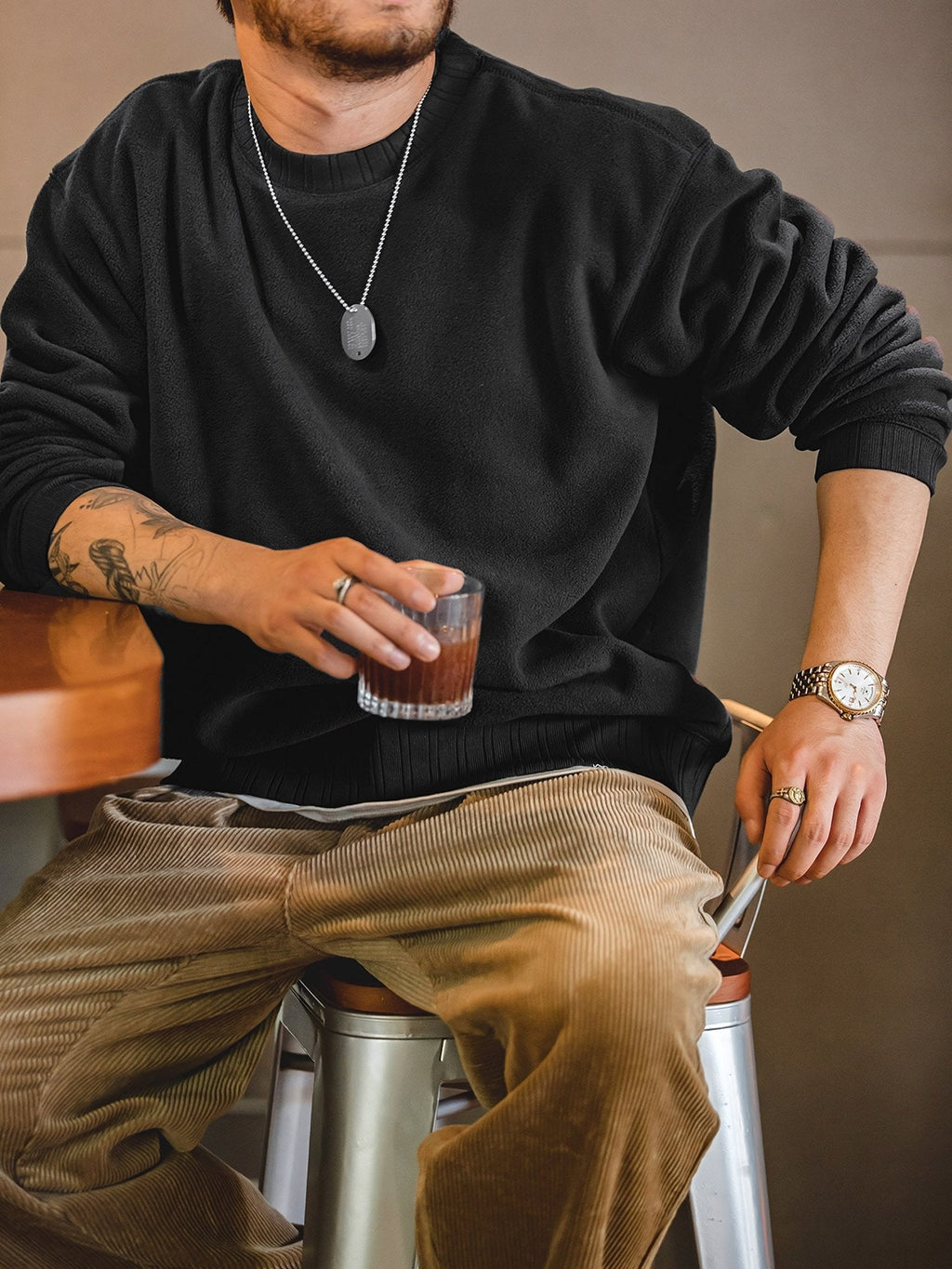 レン クルーネック フリーススウェット