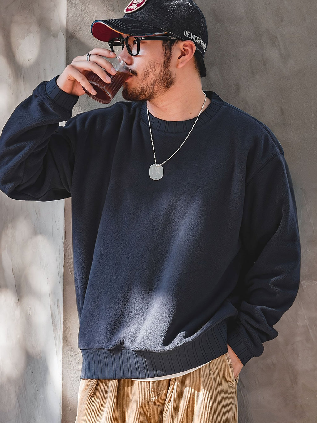 レン クルーネック フリーススウェット