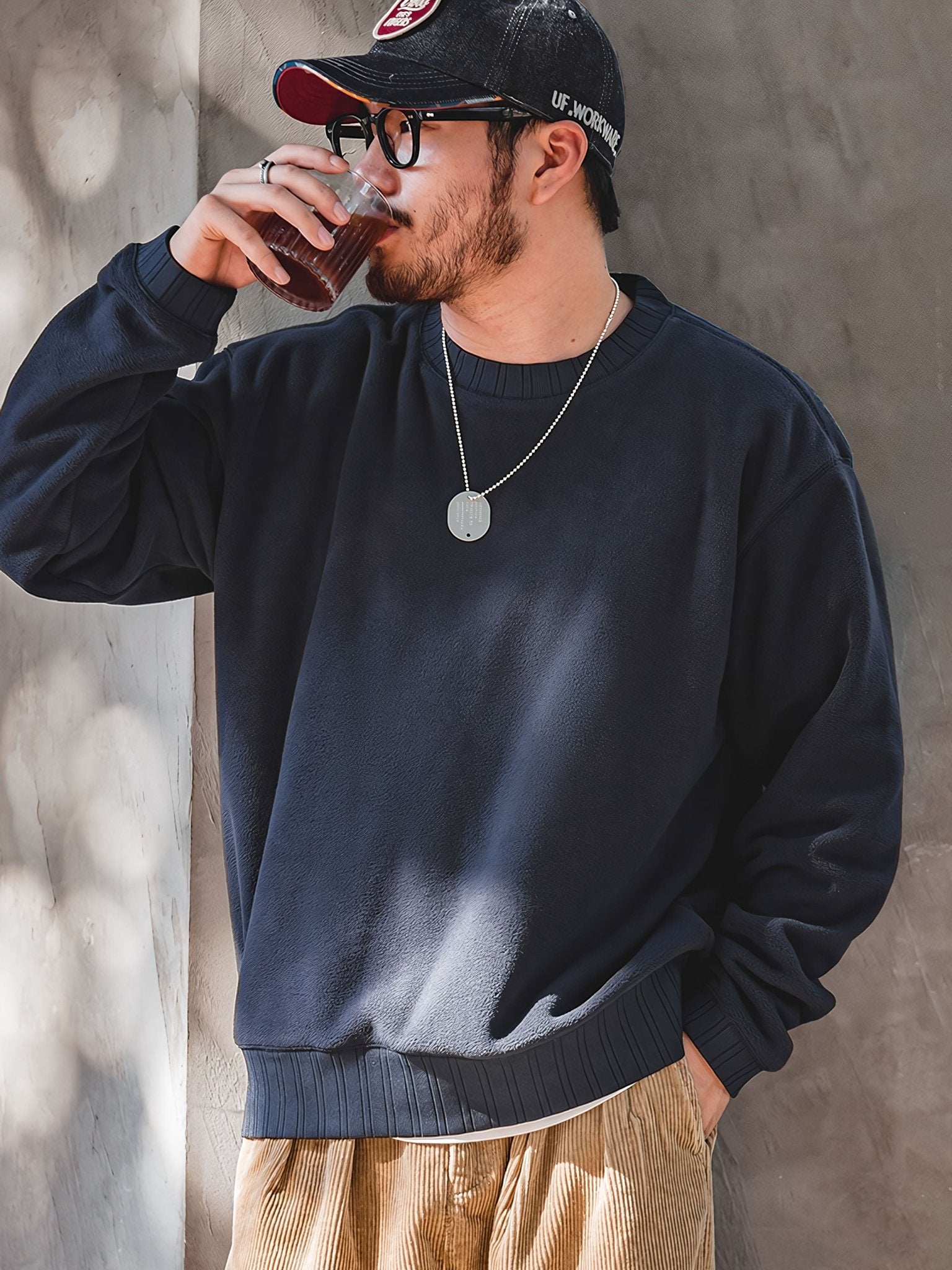 レン クルーネック フリーススウェット