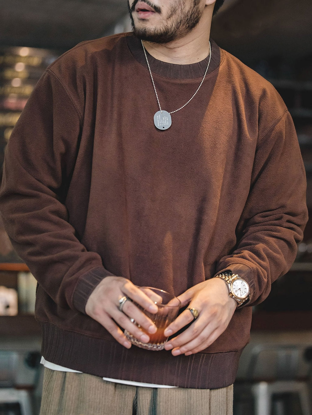 レン クルーネック フリーススウェット