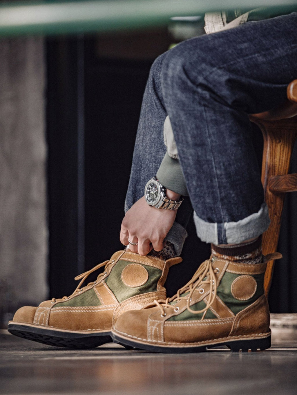 ケンジ オリーブ スエードブーツ