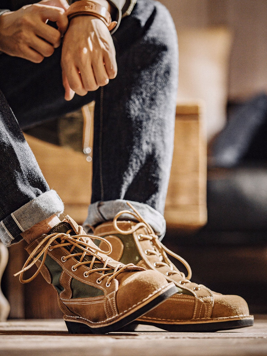 ケンジ オリーブ スエードブーツ