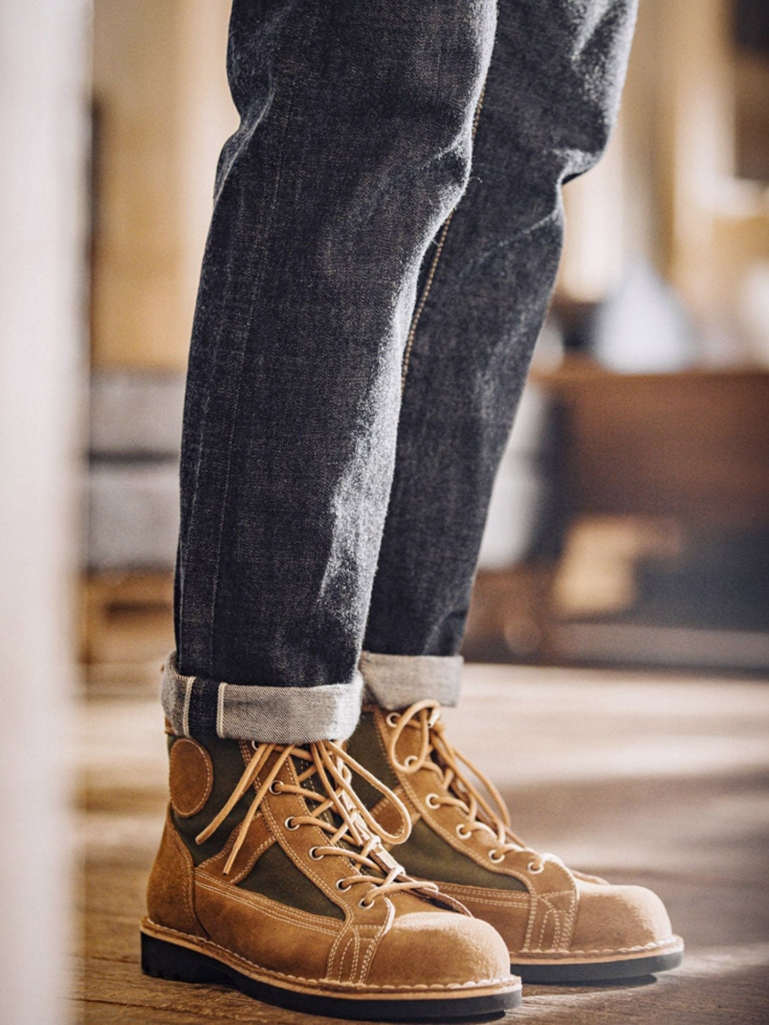 ケンジ オリーブ スエードブーツ