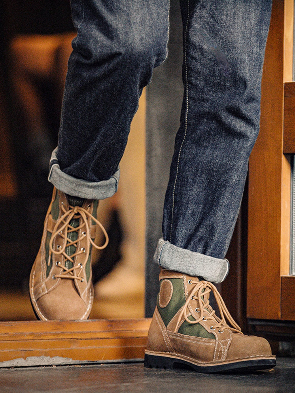 ケンジ オリーブ スエードブーツ